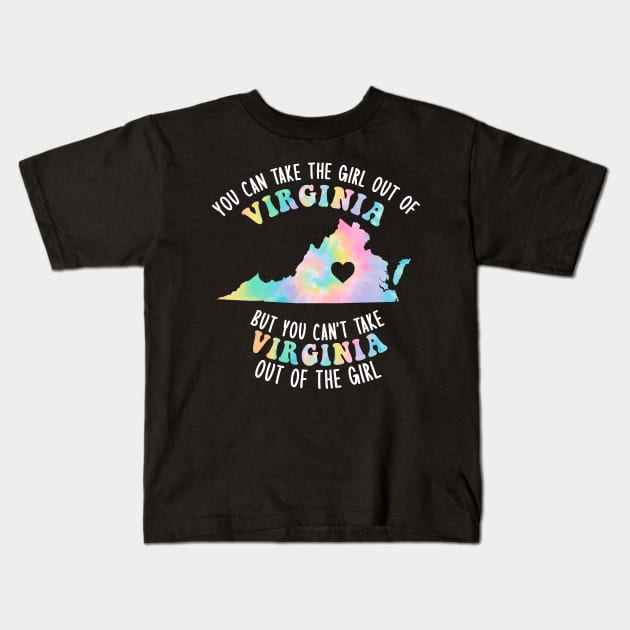 You Can Take The Girl Out Of Virginia VA Family Home Love Kids T-Shirt by GraviTeeGraphics